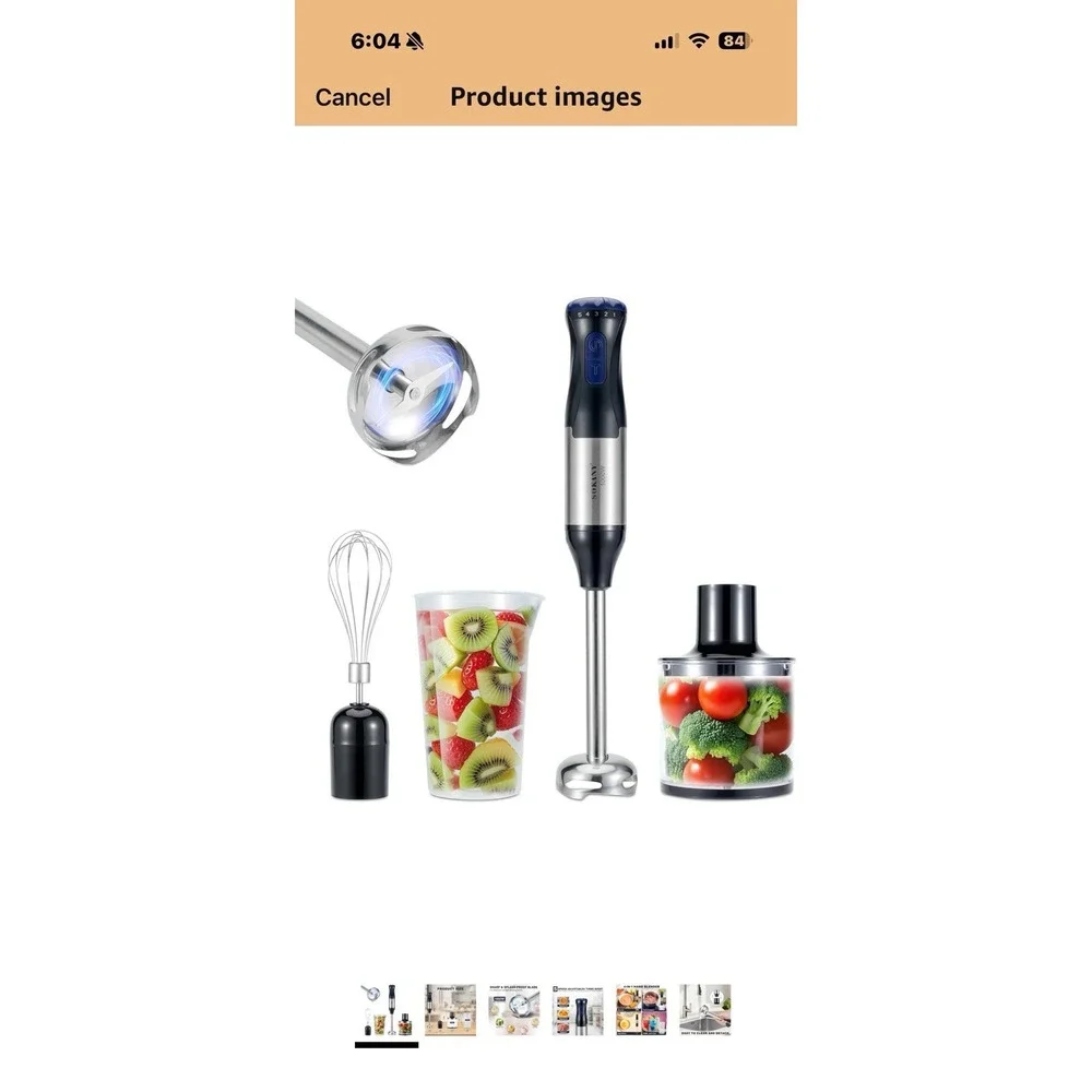 SOKANY 4-IN-1 Dishwasher Safe Hand Blender 110V, 50/60HZ, 1000w‎ Motorboat Whisk